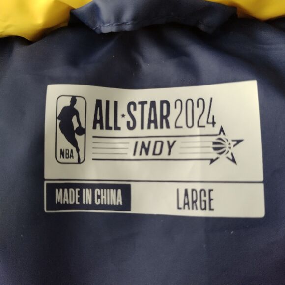 NBA All Star 2024 Indy Indianapolis Volunteer Puffer Vest w/ Hood L Blue Yellow - Picture 5 of 6